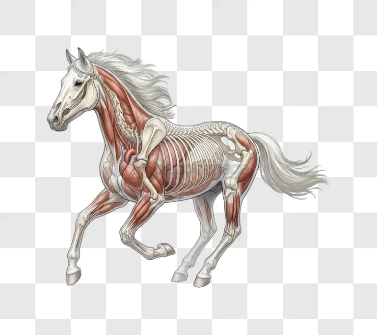 Horse Anatomy Illustration Running detailed skeletal muscular systems