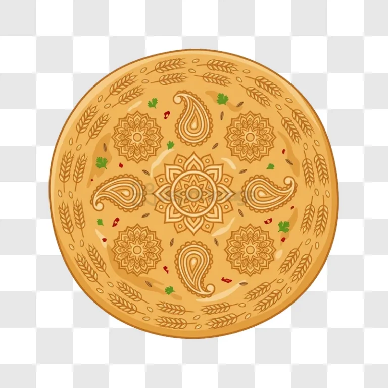Indian Bread Art With Mandalas circular flat design wheat patterns