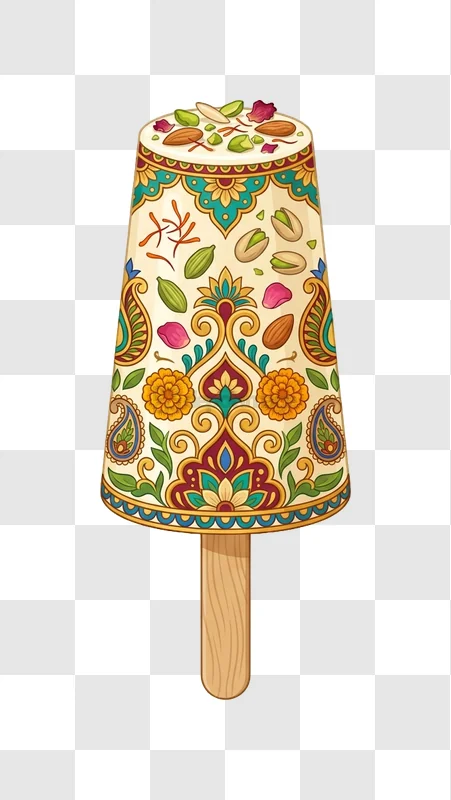 Indian Kulfi With Intricate Design detailed colorful traditional pattern