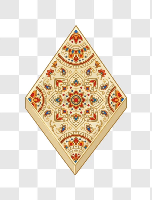 Indian Mandala Decor intricate ornate pattern gold frame