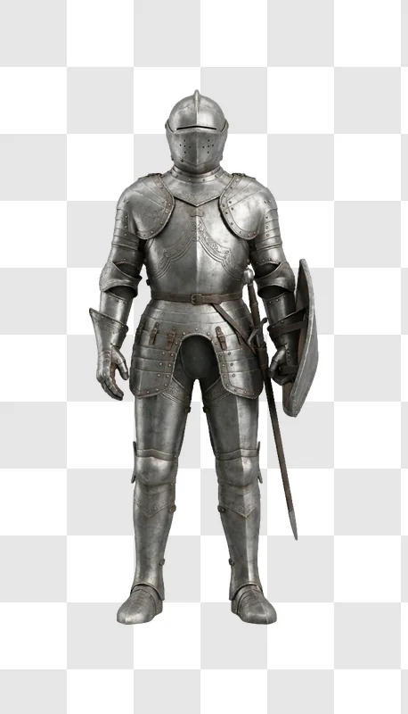 Knight in Full Armor Holding Sword full body metal armor sword shield