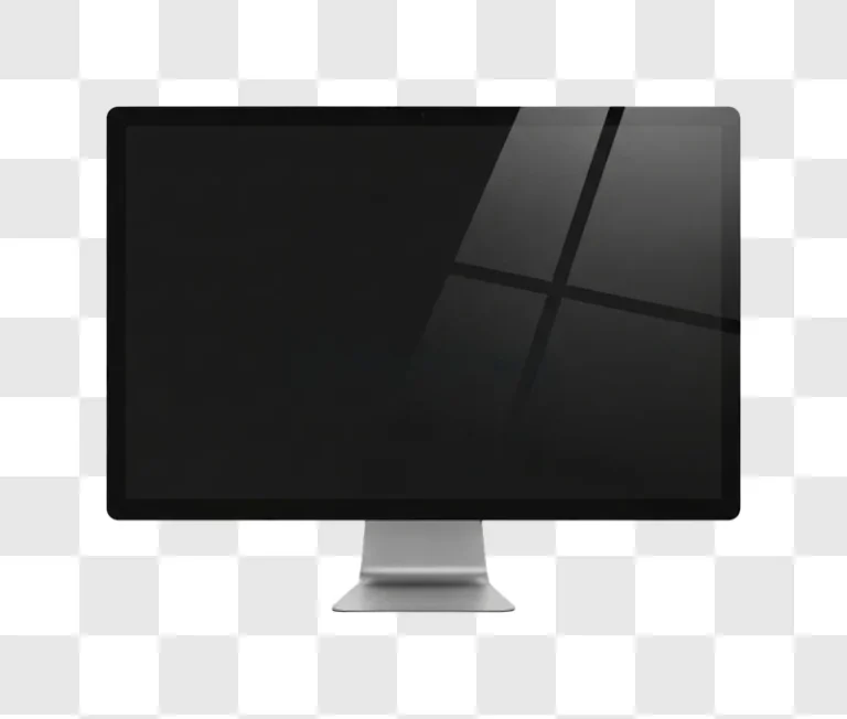 Modern Monitor Displaying Windows Logo Screen sleek dark screen reflection