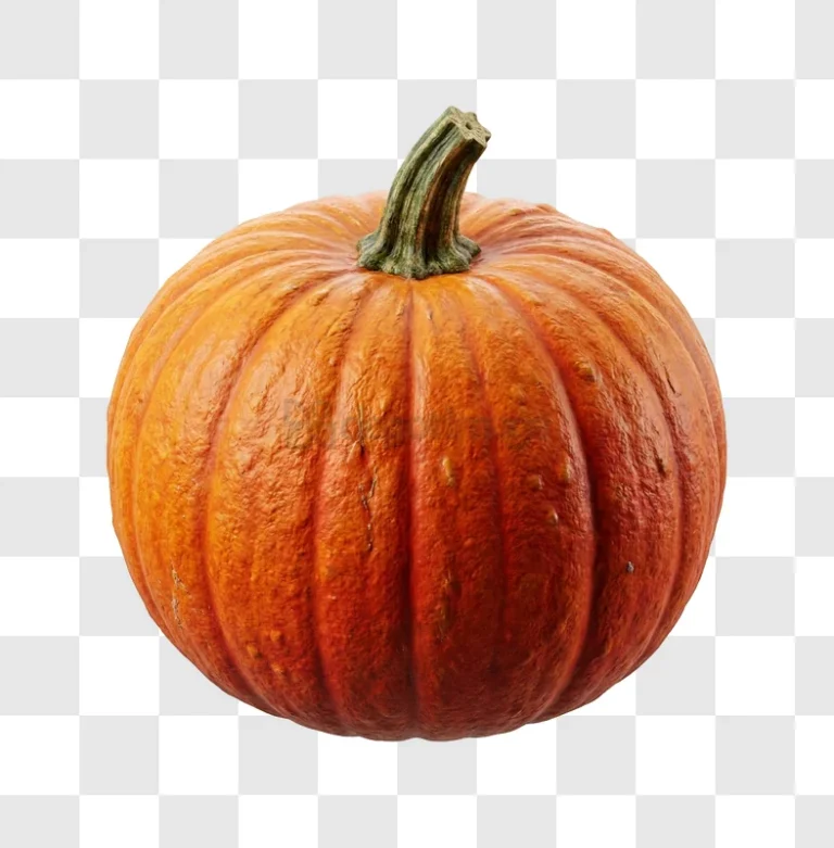 Orange Pumpkin With Green Stem realistic textured orange black background