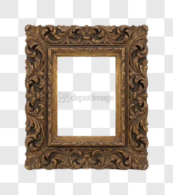 Ornate Antique Carved Wooden Picture Frame dark gold intricate carving