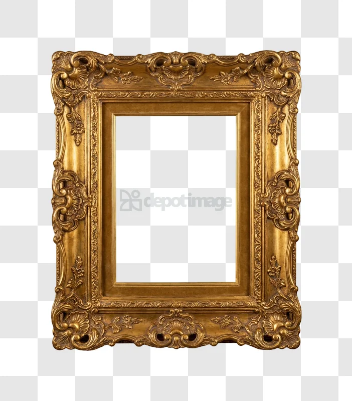 Ornate Golden Picture Frame With Intricate Carvings detailed gold ornate carvings
