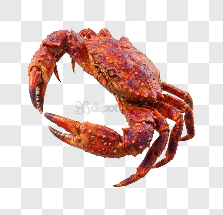 Red Crab With Spotted Shell vibrant orange-red textured transparent background