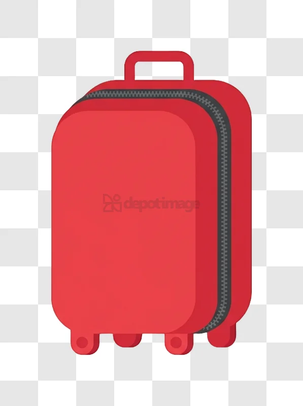 Red Travel Bag With Zipper flat graphic transparent background
