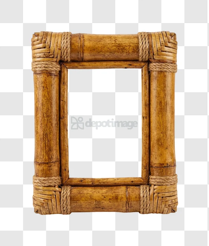 Rustic Bamboo Frame With Woven Rope Detail natural wood texture, woven rope, dark background