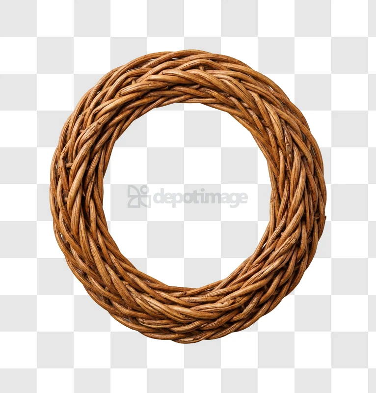 Rustic Woven Wreath Base for Crafting and Decorating natural brown woven texture transparent background