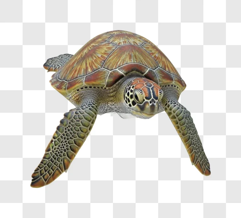 Sea Turtle Swimming Gracefully in Ocean realistic detailed green brown
