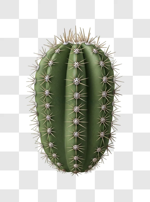 Sharp Spined Green Cactus realistic transparent background