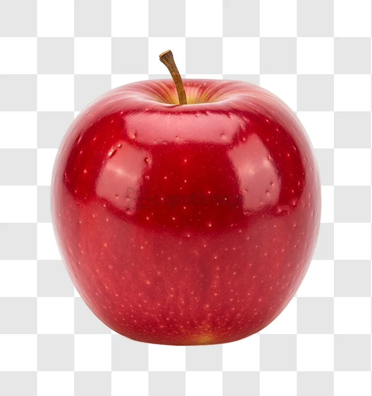 Shiny Red Apple With Stem glossy surface black background