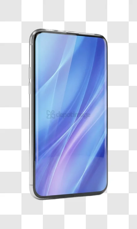 Smartphone Displaying Abstract Blue Background with abstract blue waves