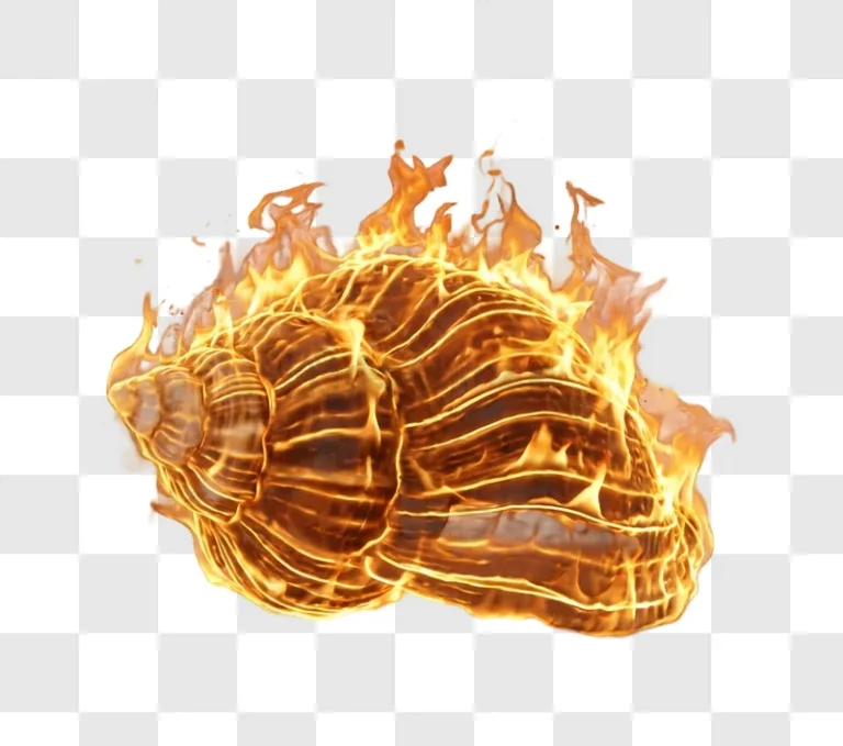 Snail Shell Shape Covered in Flames fiery orange transparent background