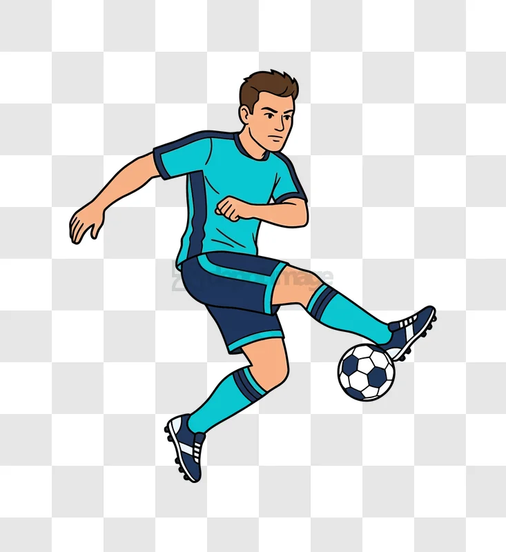 Soccer Player Kicking Ball Cartoon cartoon style blue uniform