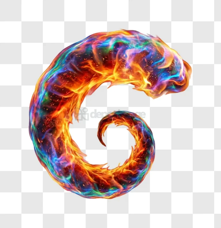 Spiral Flame Artwork With Vibrant Colors fiery rainbow swirl transparent background
