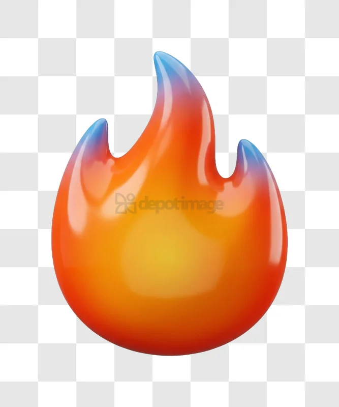 Vibrant 3d Fire Flame Icon With Gradient Colors glossy orange blue gradients