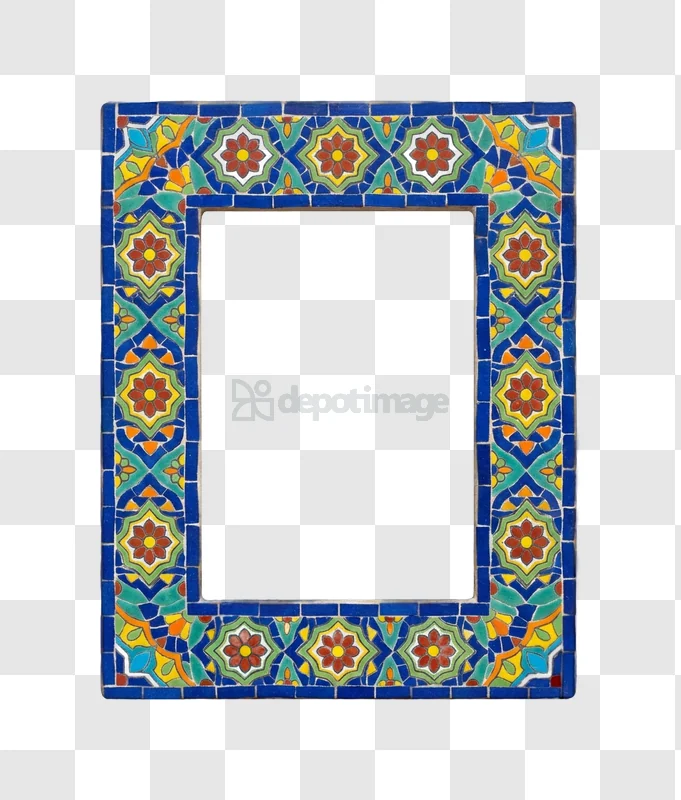 Vibrant Mexican Talavera Tile Frame With Intricate Floral Patterns colorful mosaic pattern