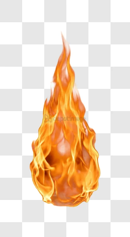 Vibrant Orange and Yellow Fire Flame Isolated realistic burning transparent background