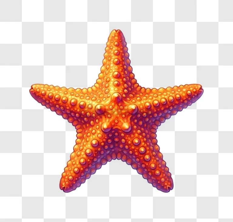 Vivid Orange Starfish textured bright orange purple
