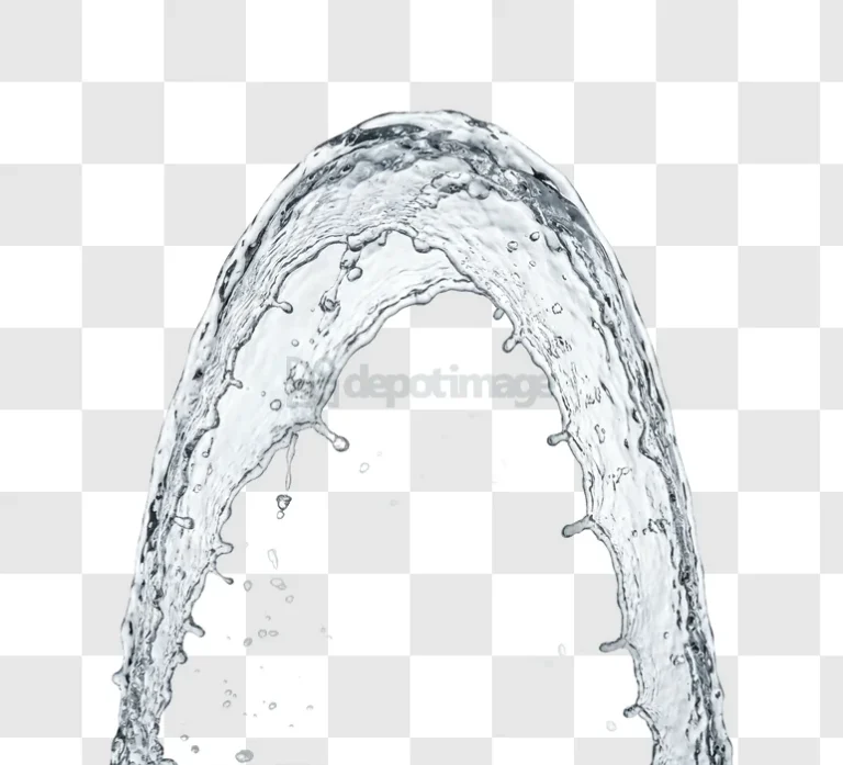 Water Arch Flowing Against clear water splash transparent background