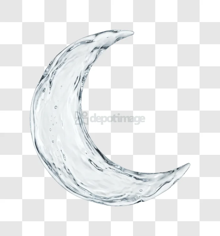 Water Crescent Moon Flowing transparent background water ripples