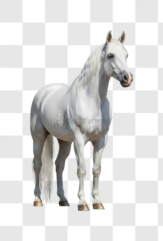 White Horse Standing Proud Against white majestic animal isolated