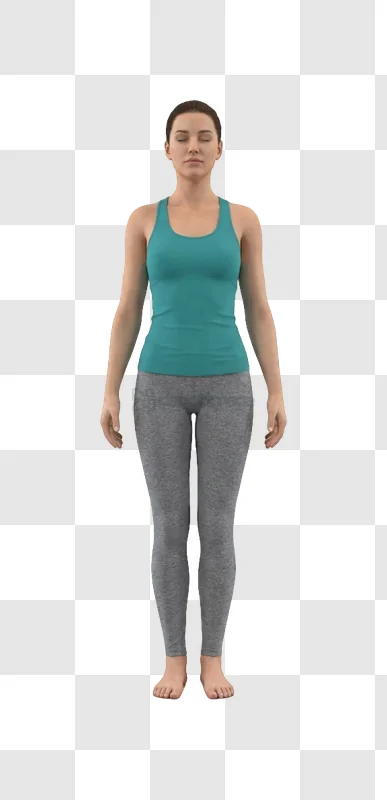 Woman in Yoga Pose Wearing Casual Outfit, teal tank top grey leggings