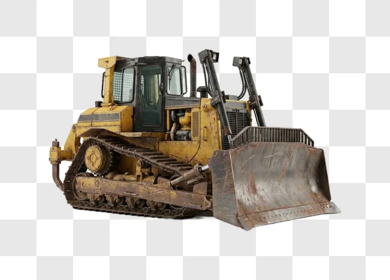 Yellow Bulldozer With Rusty Blade heavy machinery industrial equipment