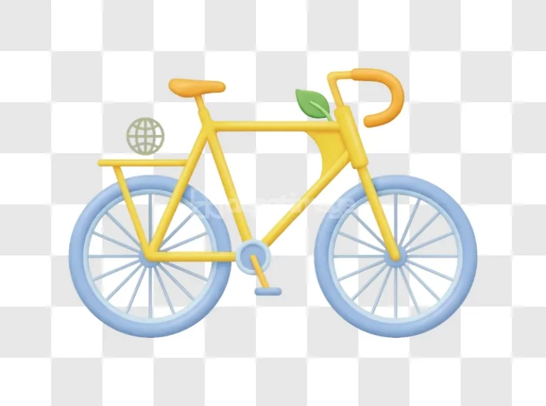 3d Yellow Eco Friendly Bicycle Globe Symbol