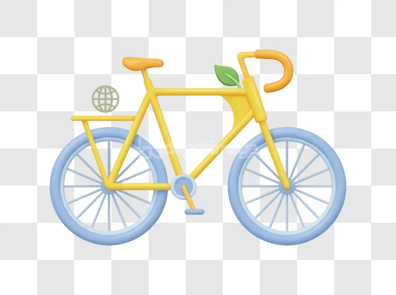 3d Yellow Eco Friendly Bicycle Globe Symbol 3d render transparent background