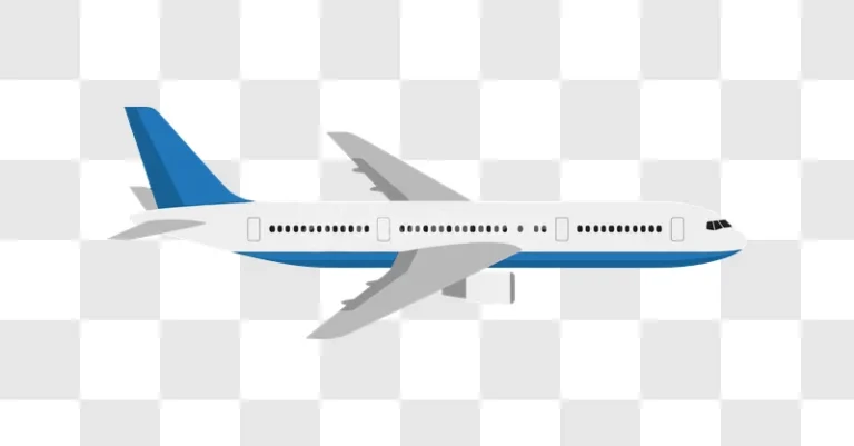 Airplane White and Blue Vector Art, flat illustration transparent background
