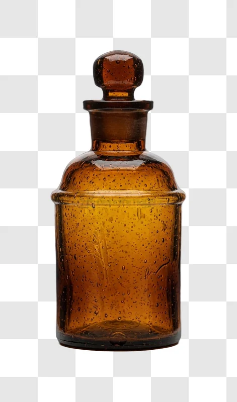 Amber Glass Apothecary Bottle With Stopper with bubbled texture and stopper