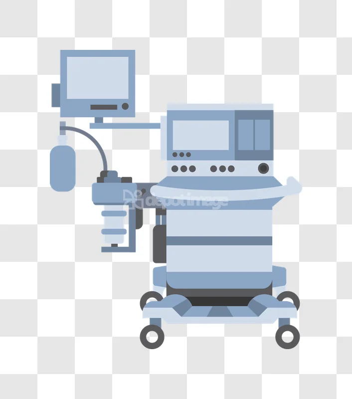 Anesthesia Machine Medical Equipment Blue Flat flat illustration blue gray