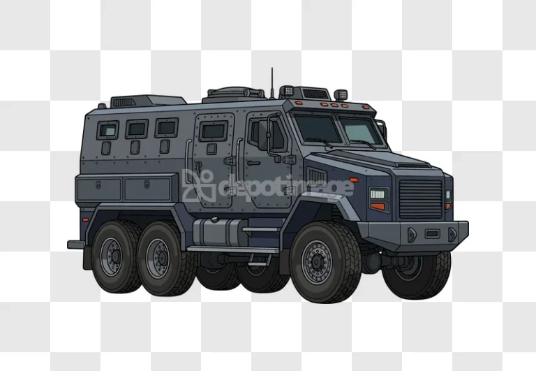 Armored Military Personnel Carrier Truck cartoon style gray heavy-duty