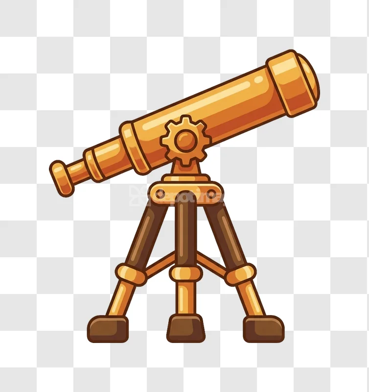 Astronomy Telescope Gold Brown Wooden Tripod Icon golden brown detailed transparent
