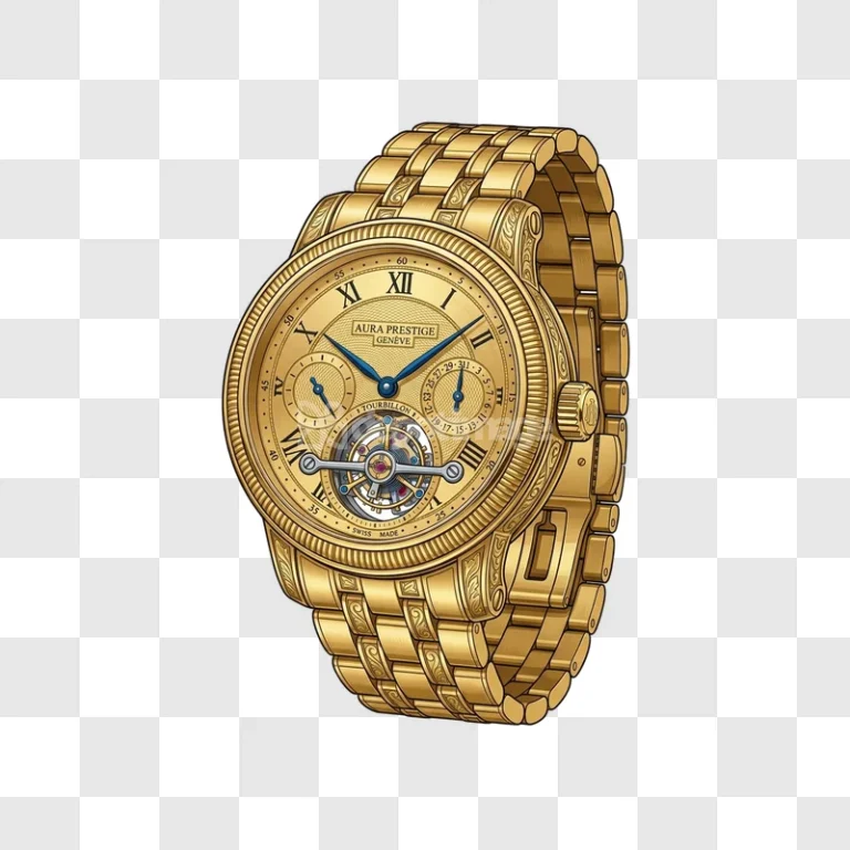 Aura Prestige Gold Tourbillon Watch Luxury Jewel detailed illustration gold timepiece