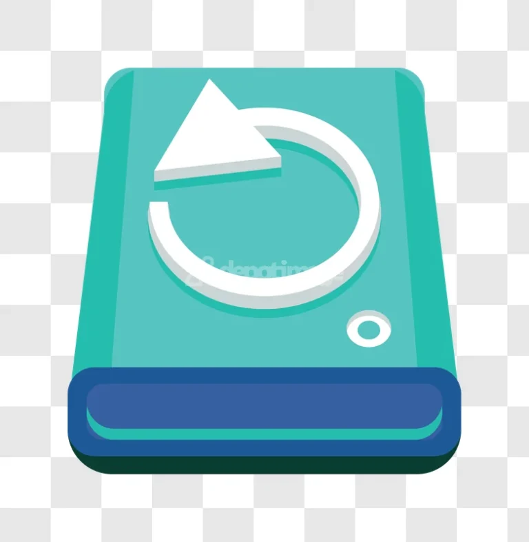 Backup Hard Drive Refresh Icon Flat Design teal hard drive white arrow