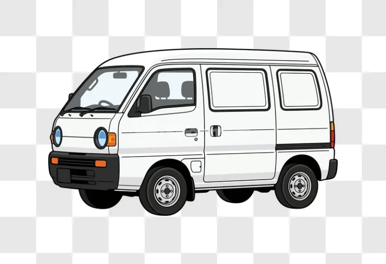 Basic White Delivery Van Illustration cartoon style transparent background