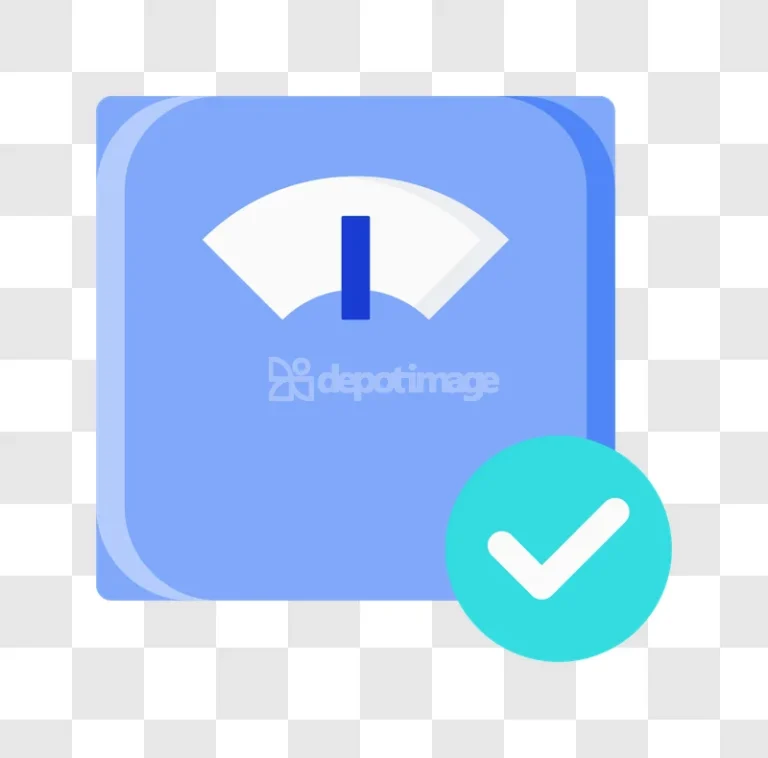 Bathroom Scale Check Mark Health Tracker Icon flat blue white turquoise
