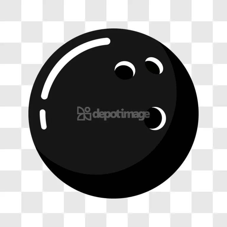 Black Bowling Ball With Finger Holes flat icon black background white highlights