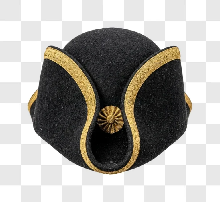 Black Cap With Gold Braids and Button dark felt gold trim