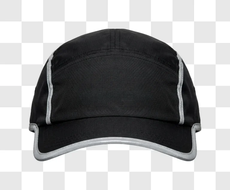 Black Cap With Silver Reflective Trim black fabric gray accents