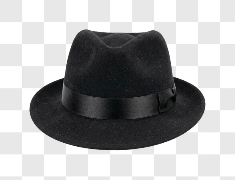 Black Felt Fedora Hat With Ribbon felt texture black ribbon