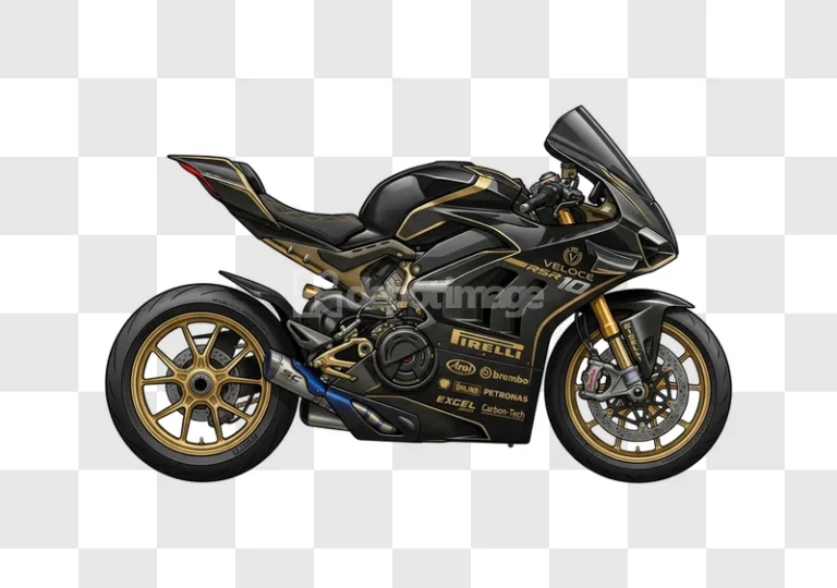 Black Gold Luxurious Racing Sport Motorcycle Profileview black gold detailed illustration