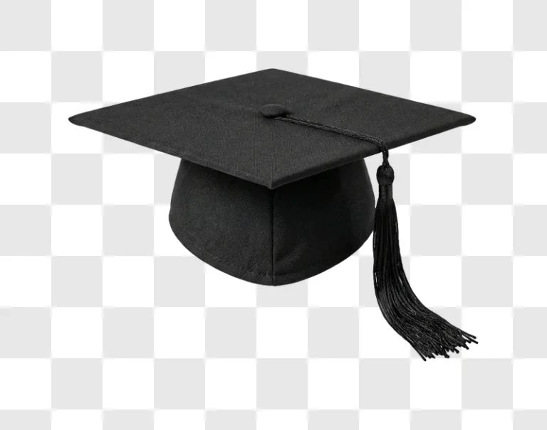 Black Graduation Cap With Tassel Front View isolated on black background