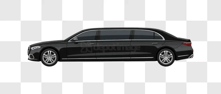Black Limousine Side View Cartoon Style dark grey car isolated