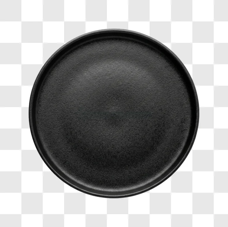Black Round Plate on Solid Background textured matte finish