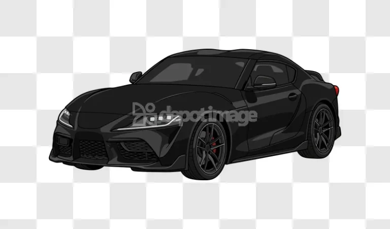 Black Sports Car Vector Art Illustration sleek dark grey cartoon style