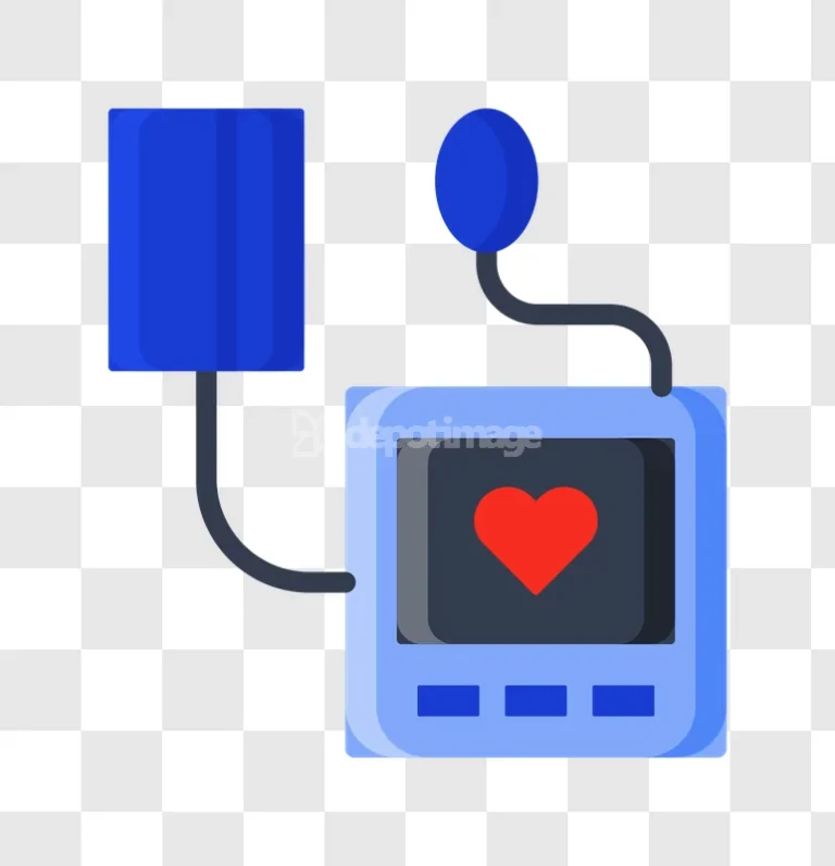 Blood Pressure Monitor Heart Rate Display flat icon blue red